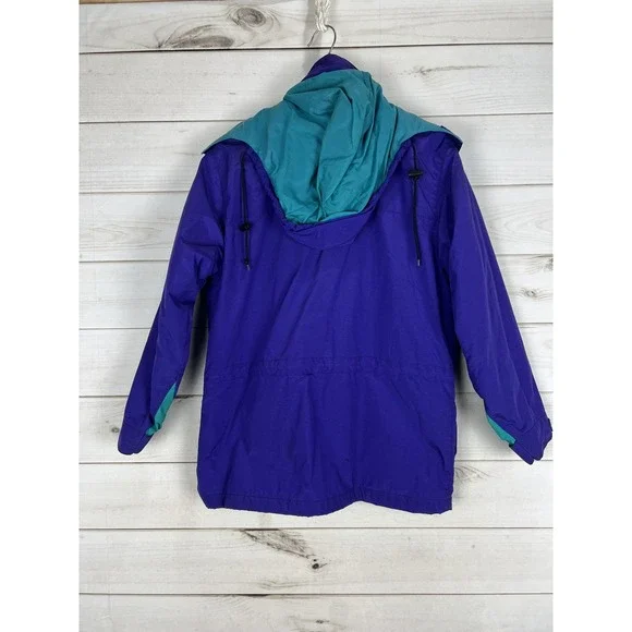 Vintage L.L.Bean Jacket Womens S Purple Hooded Mountain Parka Plaid Lined 90s - Picture 2 of 12